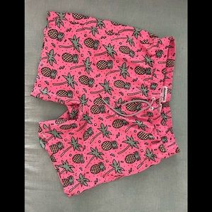 Men’s XL swim trunks pineapples, bright neon pink